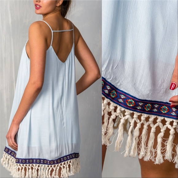 DRESS EMBROIDERED TASSEL CAMI DRESS - Picture 3 of 3